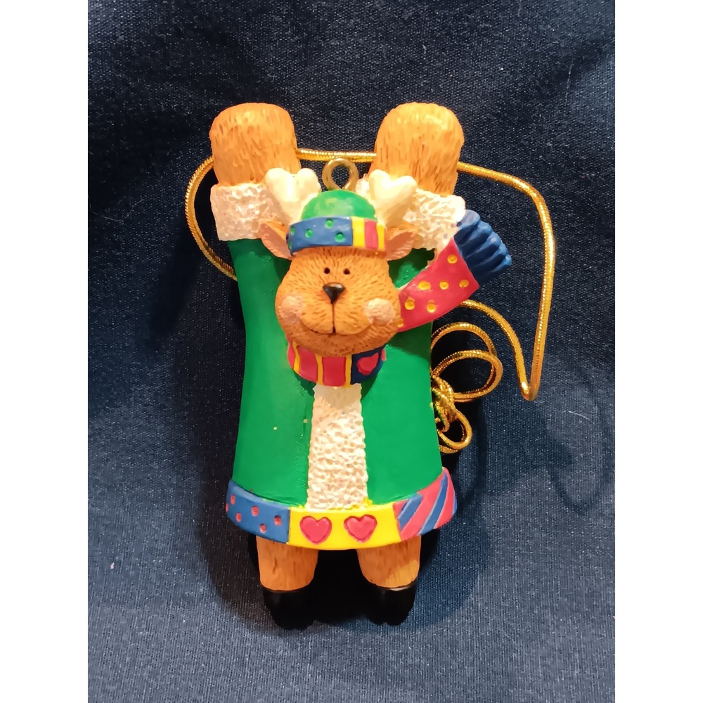 Avon 1998 Hand Painted Reindeer Holiday Package Topper Ornament Gift Collection